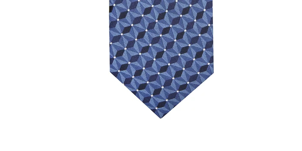 Gravata Alfani Masculina Slim Geométrica Azul Escuro Tamanho Regular