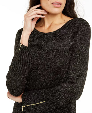 Suéter túnica feminino Alfani de malha brilhante, preto, tamanho extra pequeno