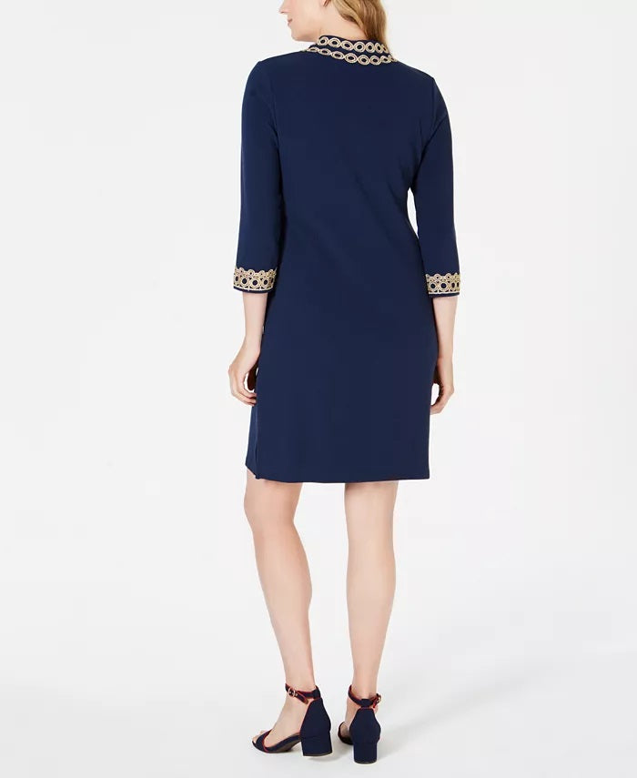 Vestido feminino Charter Club com acabamento trançado, azul, tamanho extra grande