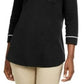 Camiseta feminina Karen Scott Petite com acabamento em viés, preta, tamanho Petit