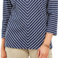 Blusa feminina listrada com decote em V Karen Scott, azul, tamanho médio