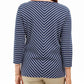 Karen Scott Blusa Listrada Feminina Gola V Azul Marinho Tamanho Médio