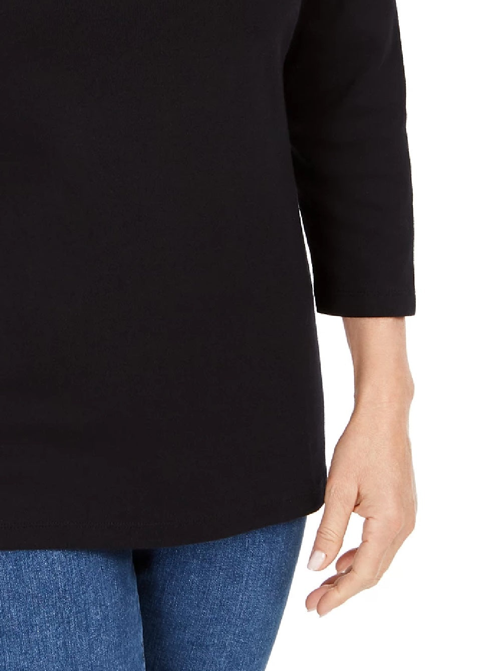 Karen Scott Top de algodão com acabamento em ilhós feminino, preto, tamanho pequeno