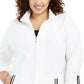Jaqueta feminina Karen Scott Sport French Terry com acabamento em fita, branca, tamanho extra grande