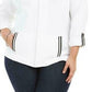 Jaqueta feminina Karen Scott Sport French Terry com acabamento em fita, branca, tamanho extra grande