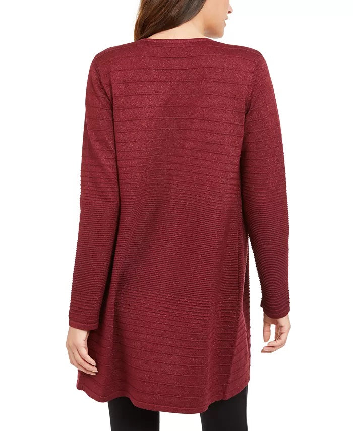 Cardigan feminino Alfani metálico com abertura frontal, vermelho, tamanho pequeno