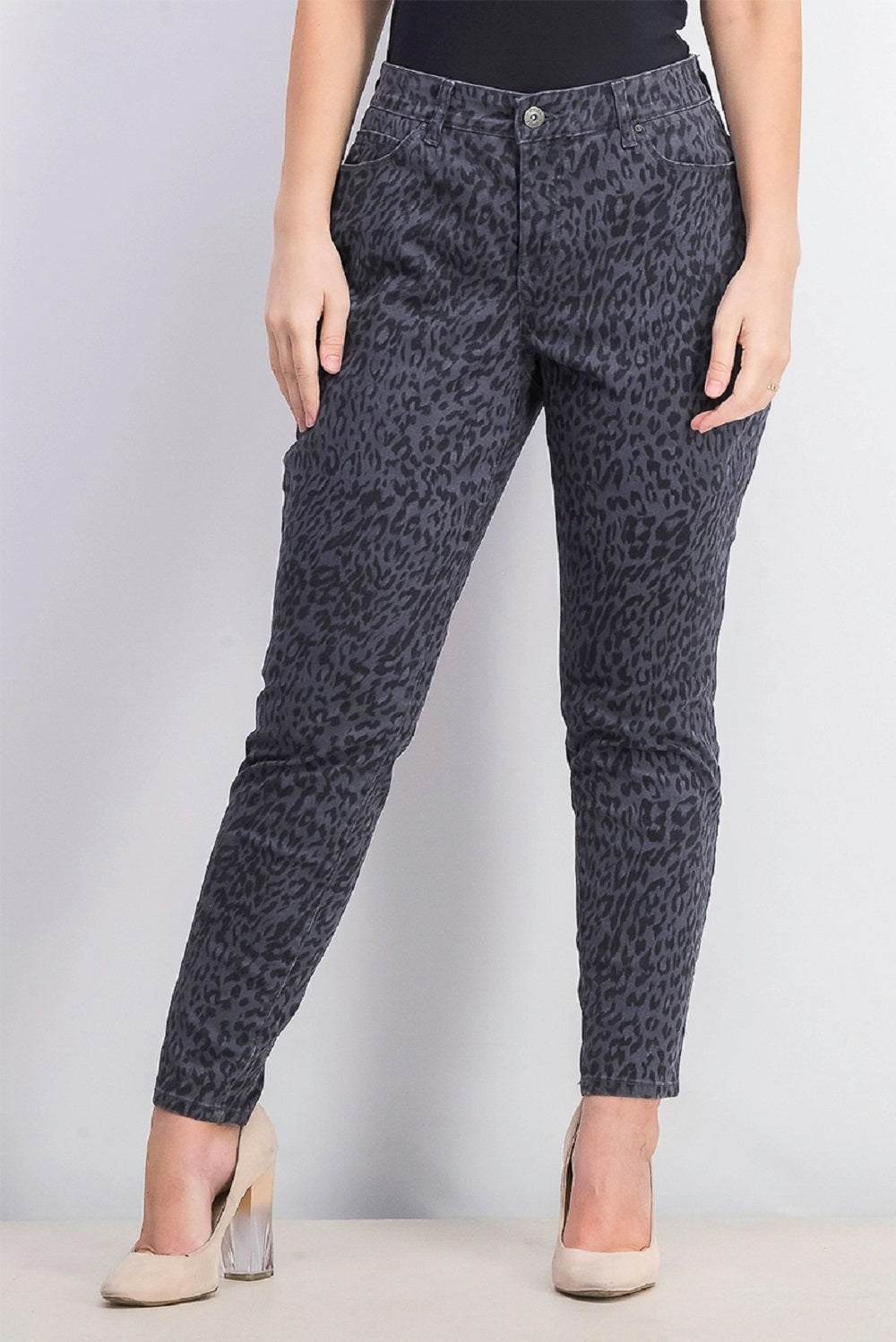 Calça jeans skinny feminina curvilínea estilo &amp; co, cinza, tamanho 6