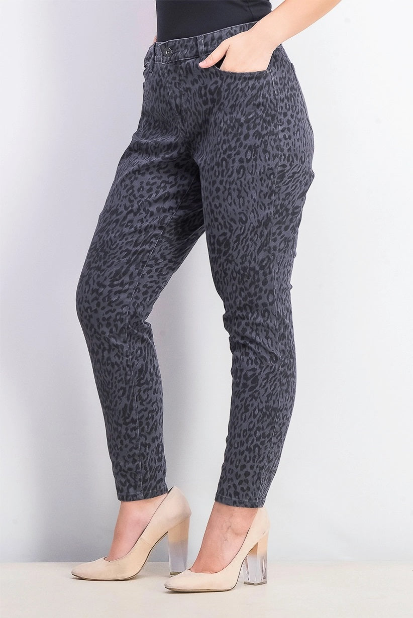 Calça jeans skinny feminina curvilínea estilo &amp; co, cinza, tamanho 6