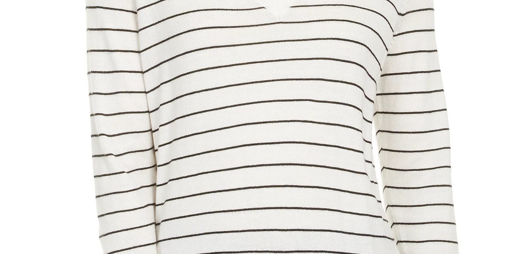Suéter feminino listrado skinny Maison Jules, branco, tamanho médio
