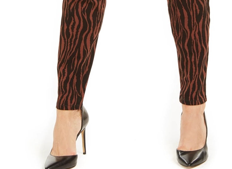 Calça jeans skinny feminina estampada e curvilínea da INC International Concepts, tamanho 8, marrom