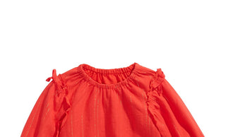 Primeiras impressões - Top listrado metálico para bebês meninas, vermelho, tamanho 18 meses