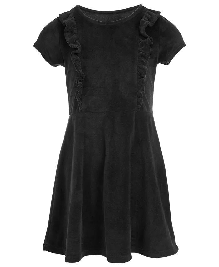 Vestido de veludo com babados na frente e babados para meninas da Epic Threads, preto, tamanho 4T