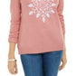 Karen Scott Suéter Feminino com Apliques de Floco de Neve Rosa Tamanho Grande