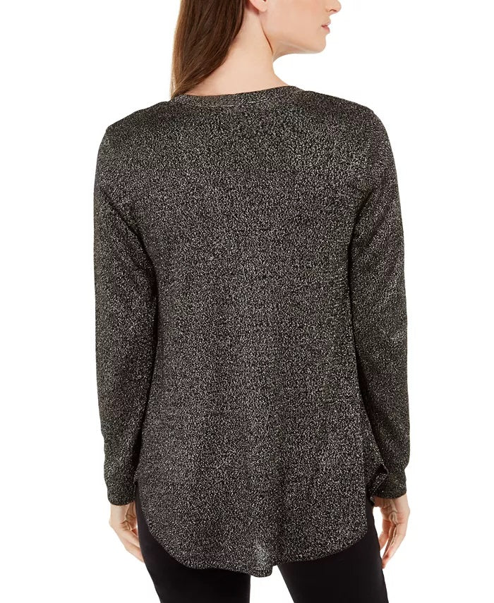 Cardigan Alfani Feminino Metálico Preto Tamanho Pequeno Médio