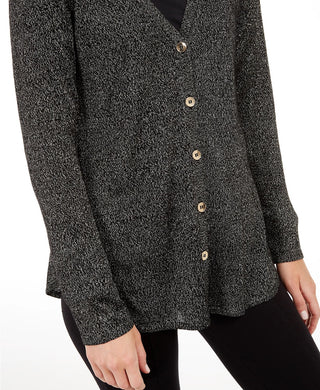 Cardigan Alfani Feminino Metálico Preto Tamanho Pequeno Médio