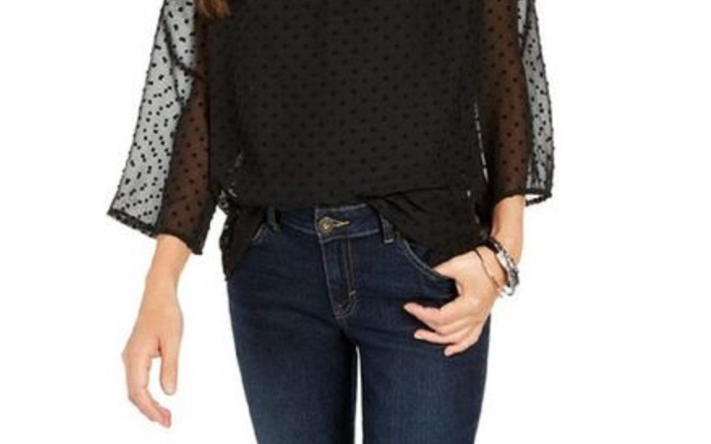 Blusa feminina de mangas transparentes com estampa de mídia mista, preta, tamanho XXG