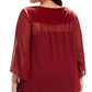 Top plus size de veludo com bolinhas suíças e jugo feminino Style &amp; Co, vermelho, tamanho 2, extra grande