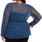 Blusa de malha com babados na frente plus size feminina Style &amp; Co, azul, tamanho OX