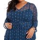 Blusa de malha com babados na frente plus size feminina Style &amp; Co, azul, tamanho OX