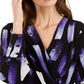 Blusa feminina Alfani com sobrepeliz estampada, roxa, tamanho médio