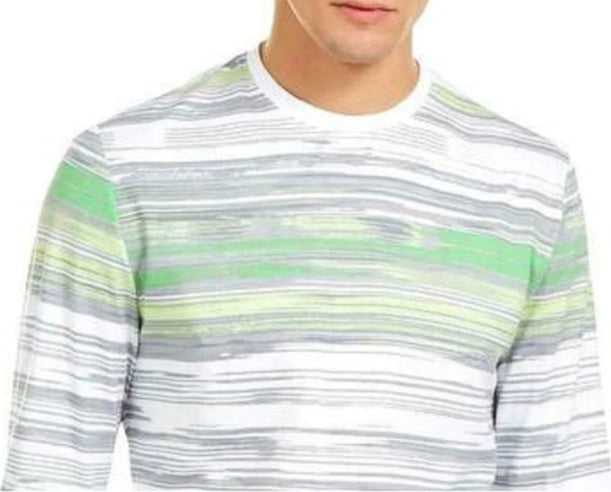 Camiseta listrada masculina Alfani, branca, tamanho pequeno