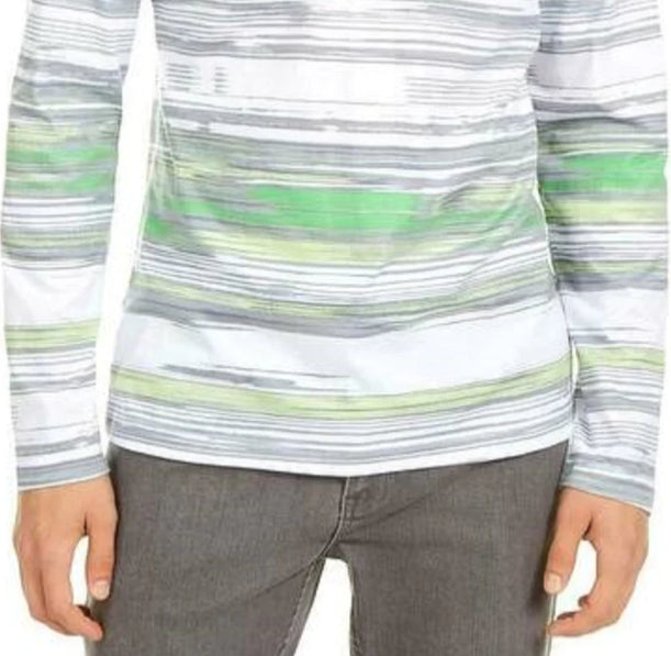 Camiseta listrada masculina Alfani, branca, tamanho pequeno