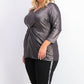 Top feminino Alfani com torção frontal metálica, preto, tamanho grande