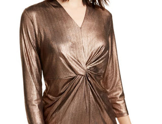 Top Alfani Feminino Metálico com Frente Torcida Preto Tamanho Médio