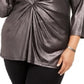 Top feminino Alfani Plus Size com torção frontal metálica, preto, tamanho 2, extra grande