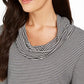 Blusa listrada com decote careca feminina Charter Club, preta, tamanho extragrande
