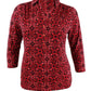 Camisa polo feminina Charter Club com estampa de manga 3/4, vermelha, tamanho X-G