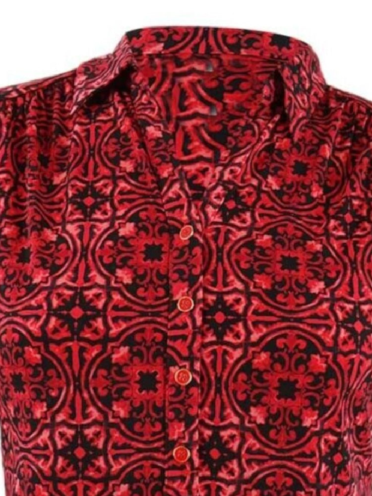 Camisa polo feminina Charter Club com estampa de manga 3/4, vermelha, tamanho X-G