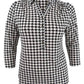 Camisa polo feminina estampada com manga 3/4 Charter Club, preta, tamanho extragrande