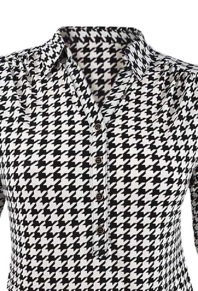 Camisa polo feminina Charter Club com estampa de manga 3/4, preta, tamanho médio
