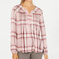 Blusa xadrez feminina estilo &amp; co com decote aberto, vermelho brilhante, tamanho pequeno