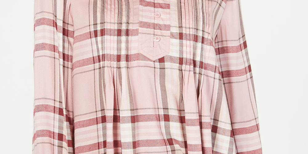 Blusa xadrez feminina estilo &amp; co com decote aberto, vermelho brilhante, tamanho pequeno