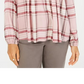 Blusa xadrez feminina estilo &amp; co com decote aberto, vermelho brilhante, tamanho grande