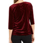 Blusa de veludo com estampa de pele de cobra e amarração lateral Alfani feminina, tamanho pequeno, vinho
