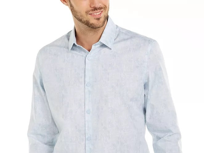 Camisa xadrez abstrata clássica Alfani masculina, azul, tamanho grande