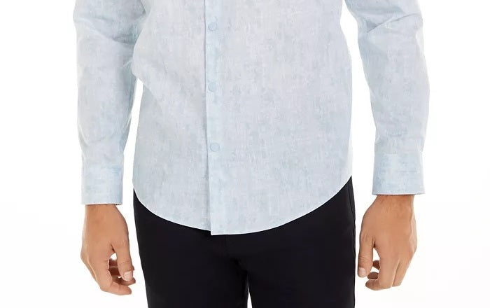 Camisa xadrez abstrata clássica Alfani masculina, azul, tamanho grande