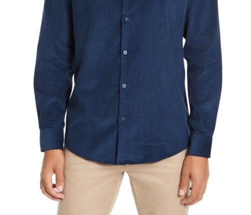 Camisa Alfani Masculina Classic Fit Veludo Cotelê Azul Tamanho P