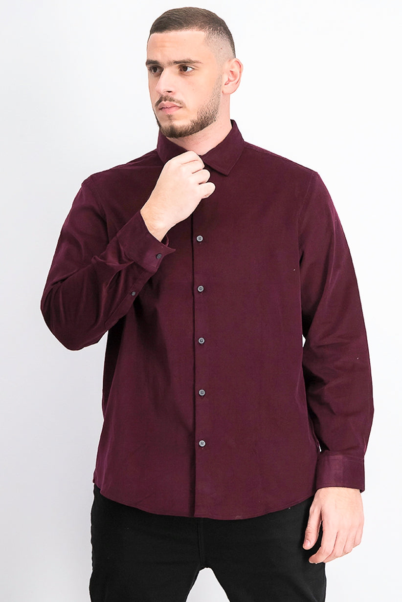 Camisa de veludo cotelê clássica Alfani masculina, tamanho médio, vinho