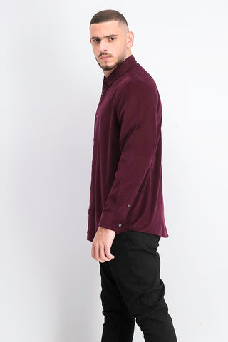 Camisa de veludo cotelê clássica Alfani masculina, tamanho médio, vinho