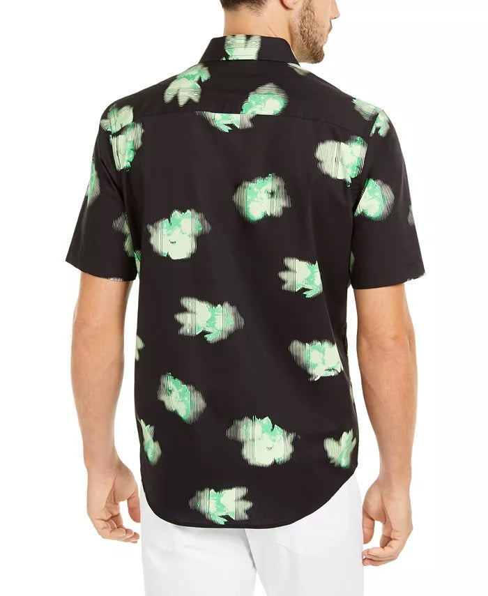 Camisa Alfani Masculina Classic-Fit com Estampa Floral Abstrata Preta Tamanho P