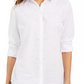 Camisa feminina Charter Club com pérola sintética, branca, tamanho pequeno