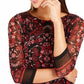 Top feminino com estampa de gola canoa Charter Club, vermelho, tamanho pequeno