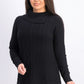 Suéter feminino Charter Club com patchwork e gola assimétrica, preto, tamanho grande