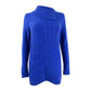 Suéter feminino Charter Club com patchwork e gola assimétrica, tamanho grande, azul
