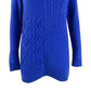 Suéter feminino Charter Club com patchwork e gola assimétrica, tamanho grande, azul