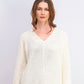 Suéter feminino de algodão texturizado com decote em V, tamanho extra grande, branco, Charter Club